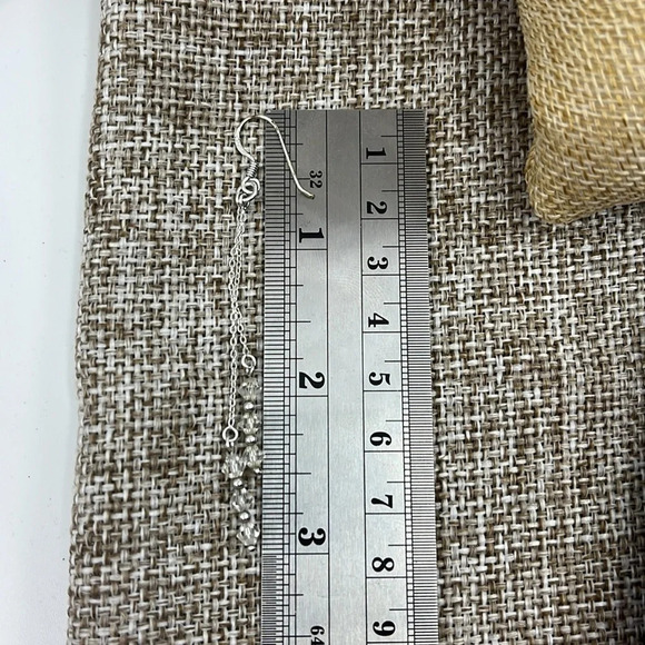 ✨ Vintage 925 Silver & Crystal Fringe Earrings - 3" Long, Handmade - Picture 11 of 12